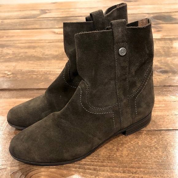Frye • Sarah Suede Olive Shorty Booties 7.5 - Picture 2 of 11